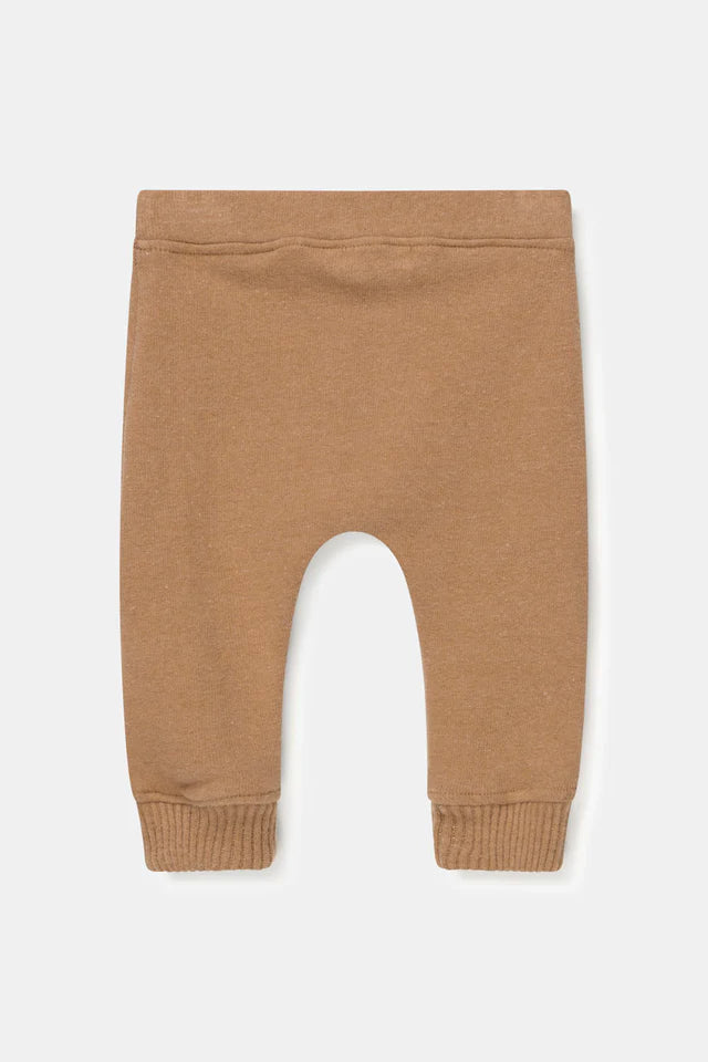 Organic knit baby pants - Camel