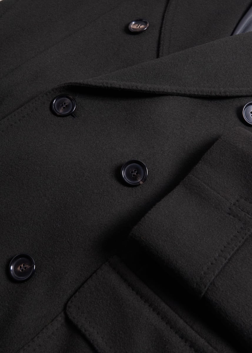 Wool & Cashmere Double Breasted Coat - Grey