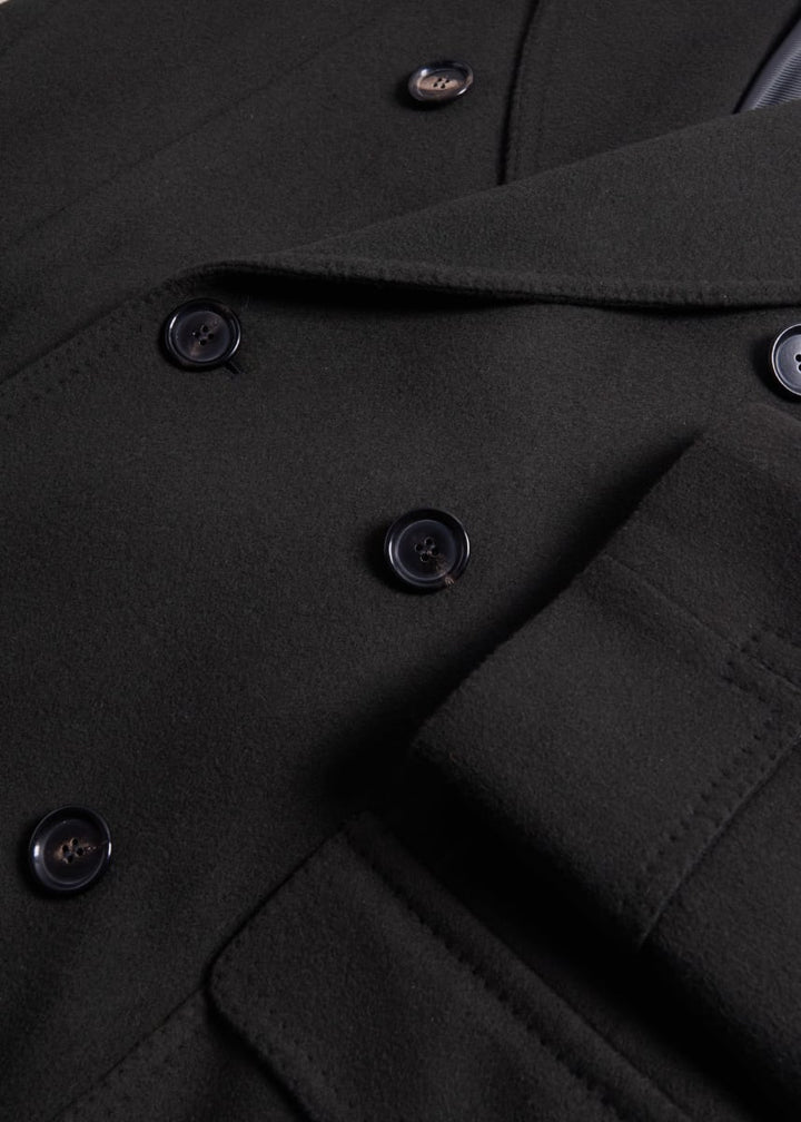 Wool & Cashmere Double Breasted Coat - Grey