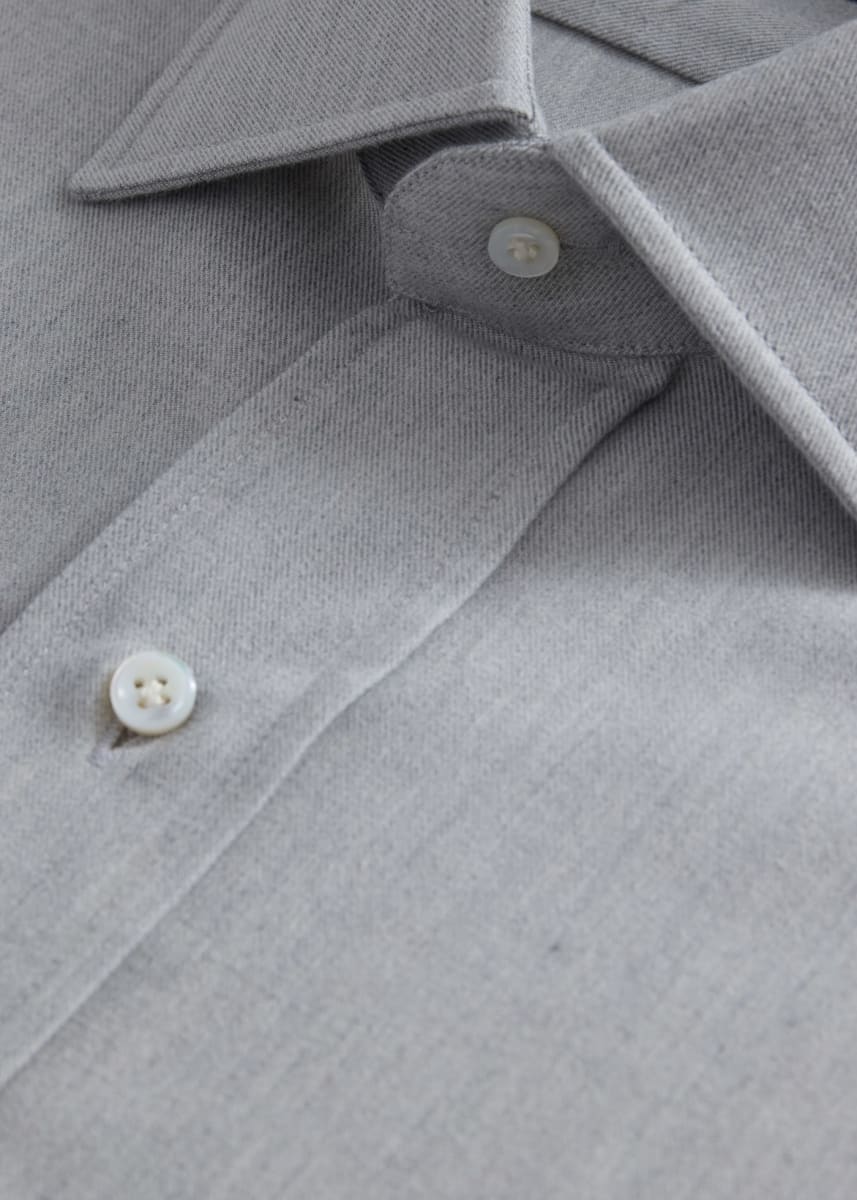 Brushed Cotton Sport Shirt - Light Grey