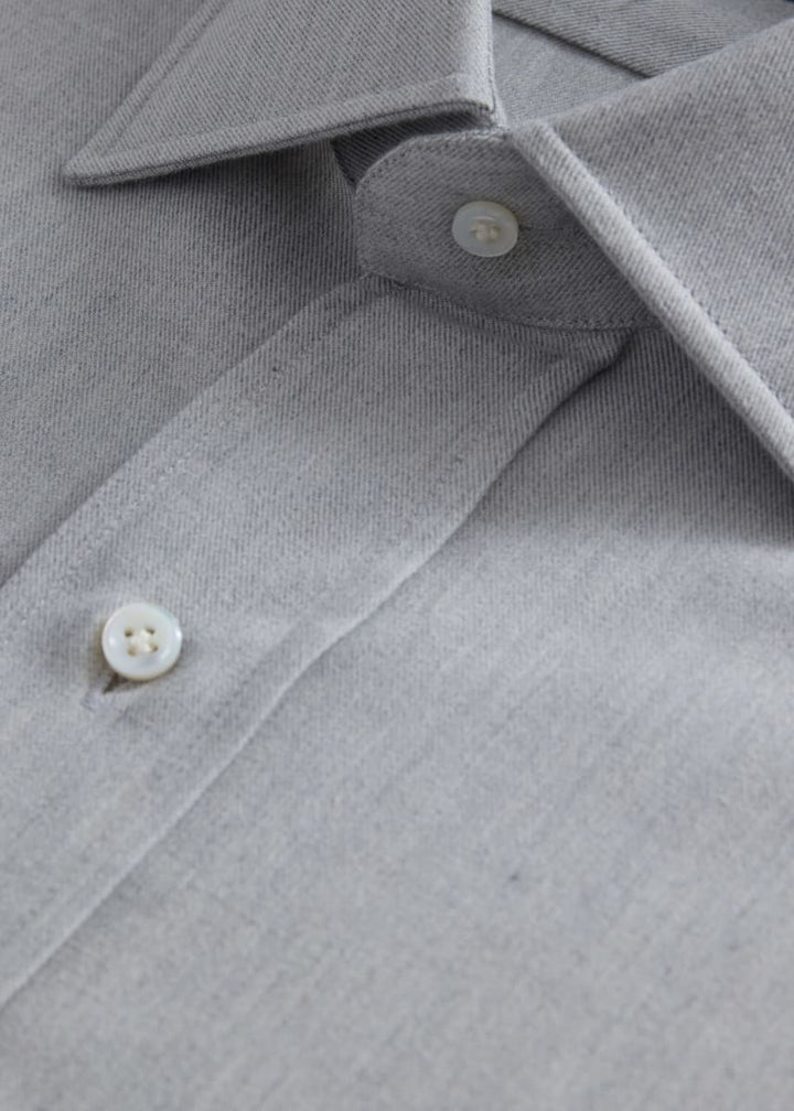 Brushed Cotton Sport Shirt - Light Grey
