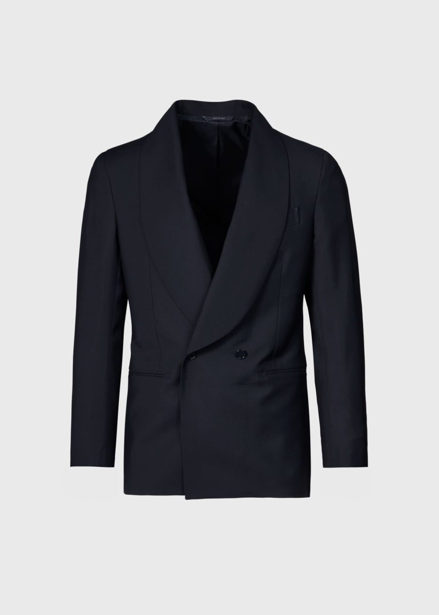Wool Double Breasted Shawl Collar Tuxedo - Black - Tuxedo