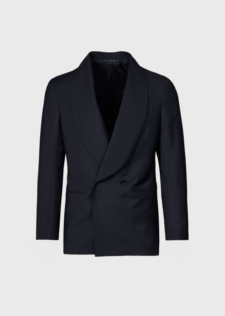 Wool Double Breasted Shawl Collar Tuxedo - Black - Tuxedo