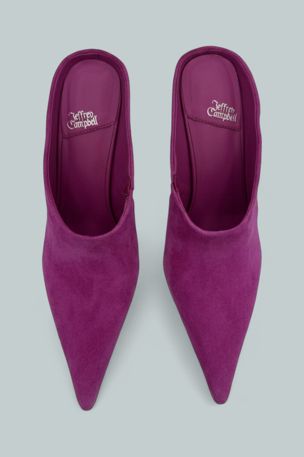 Vader Pointed Toe High Heel Mules - Magenta Suede