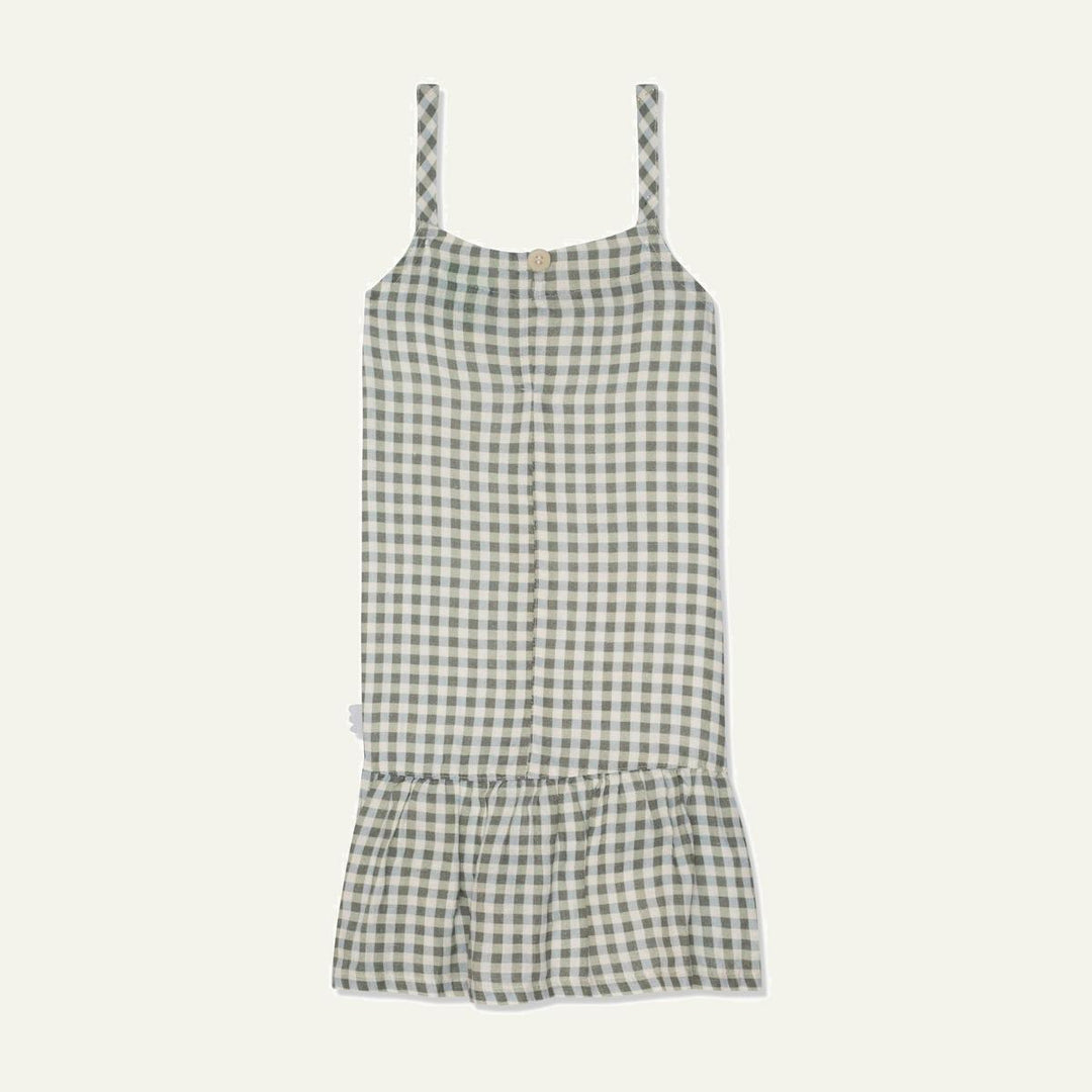 Blue Gingham Linen Kid Dress - Natural/faded Denim