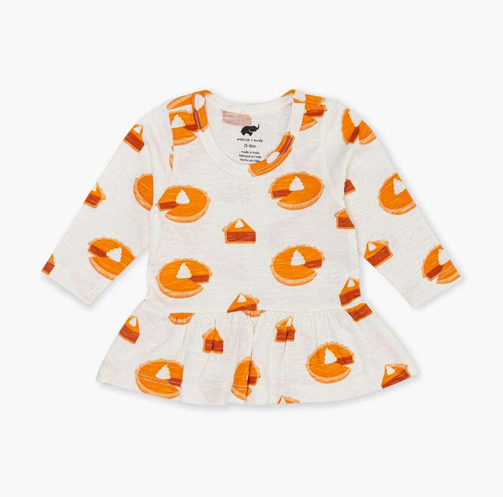 Long Sleeve Peplum Tee - Pumpkin Pie