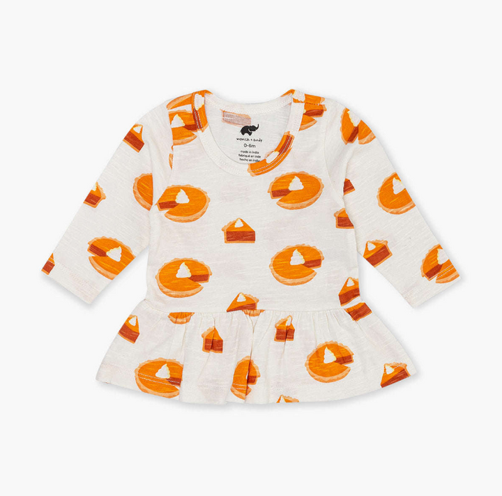 Long Sleeve Peplum Tee - Pumpkin Pie