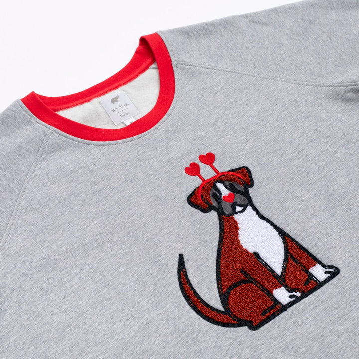 Adult Embroidered Crewneck Sweatshirt - Valentine's Day Dogs