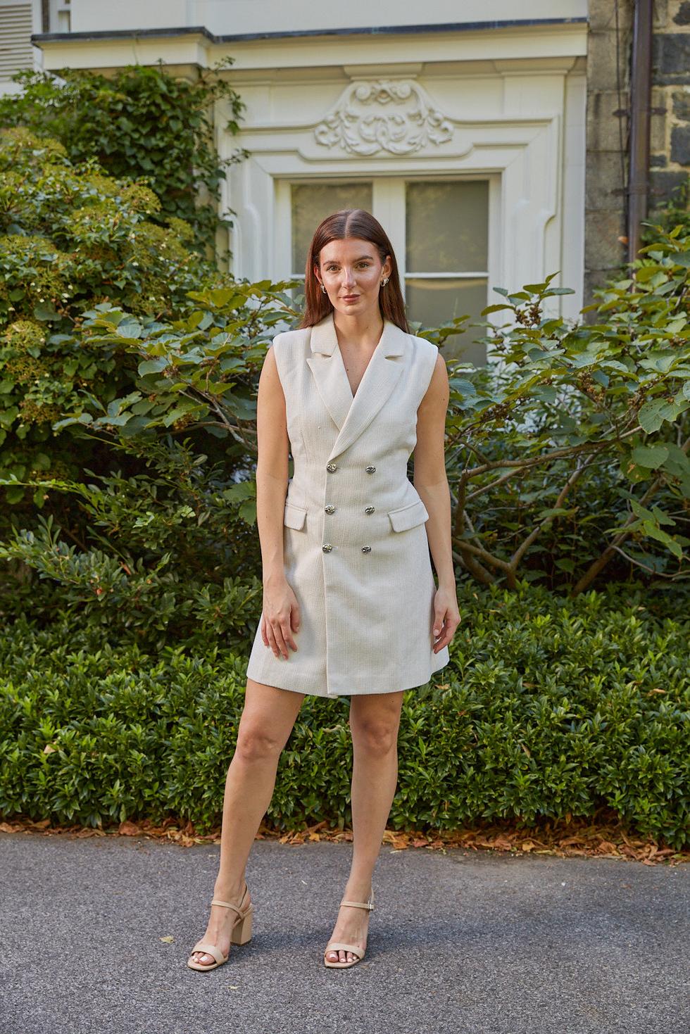 Tiff Double-Breasted Tweed Dress - Cream