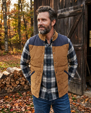 Reese Quilted Cord Vest - Tobacco Brown