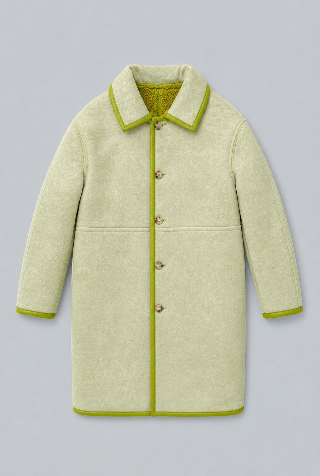 Reversible Faux Shearling Coat - Chartreuse