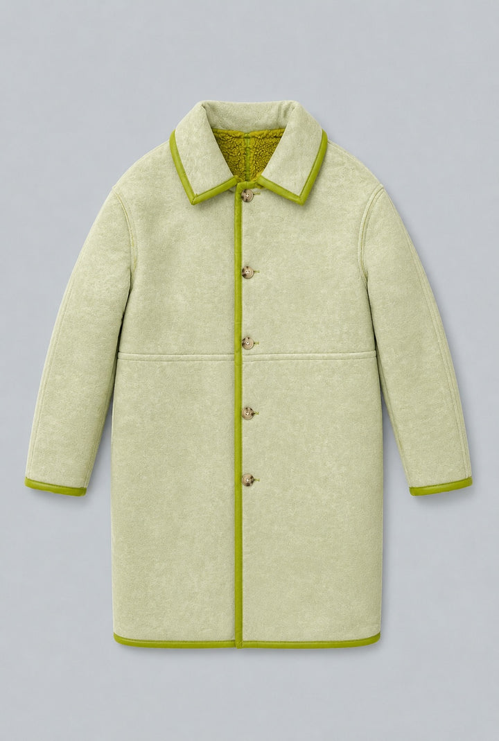 Reversible Faux Shearling Coat - Chartreuse