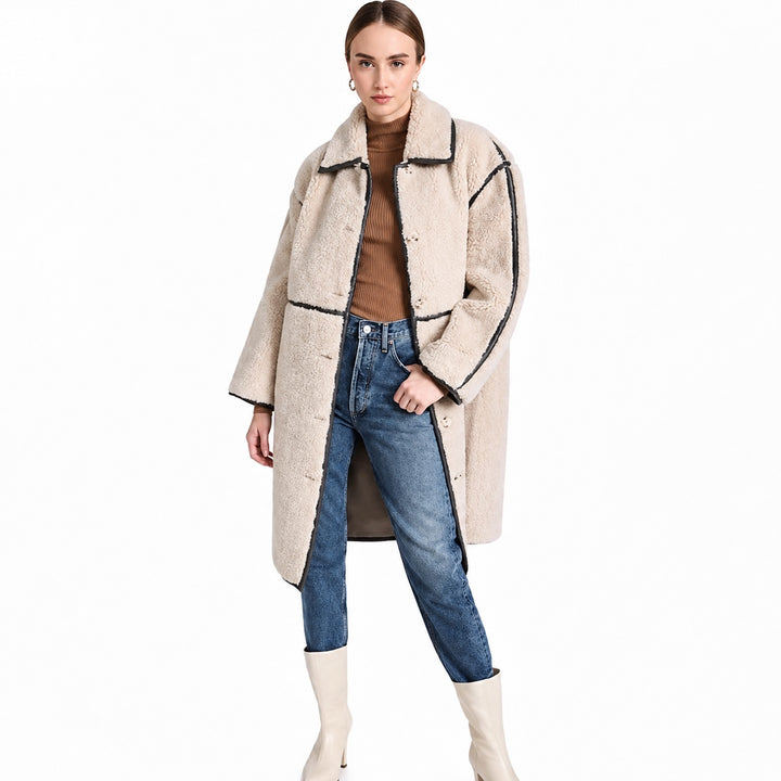 Reversible Faux Shearling Coat - Gray Combo
