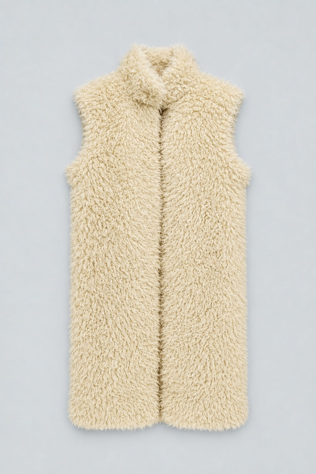 Reversible Faux Shearling Long Vest - Cream