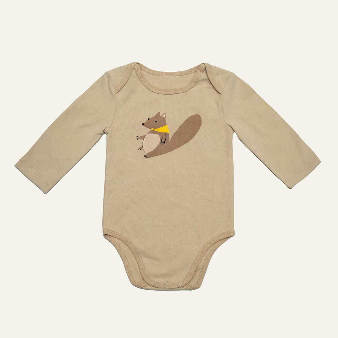 Squirrel Baby Bodysuit - Beige
