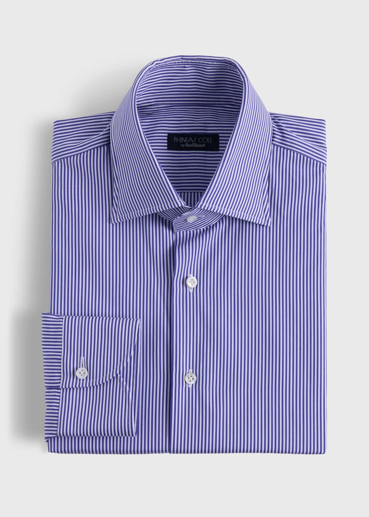 Phineas Cole Stripe Cotton Dress Shirt - Purple/White