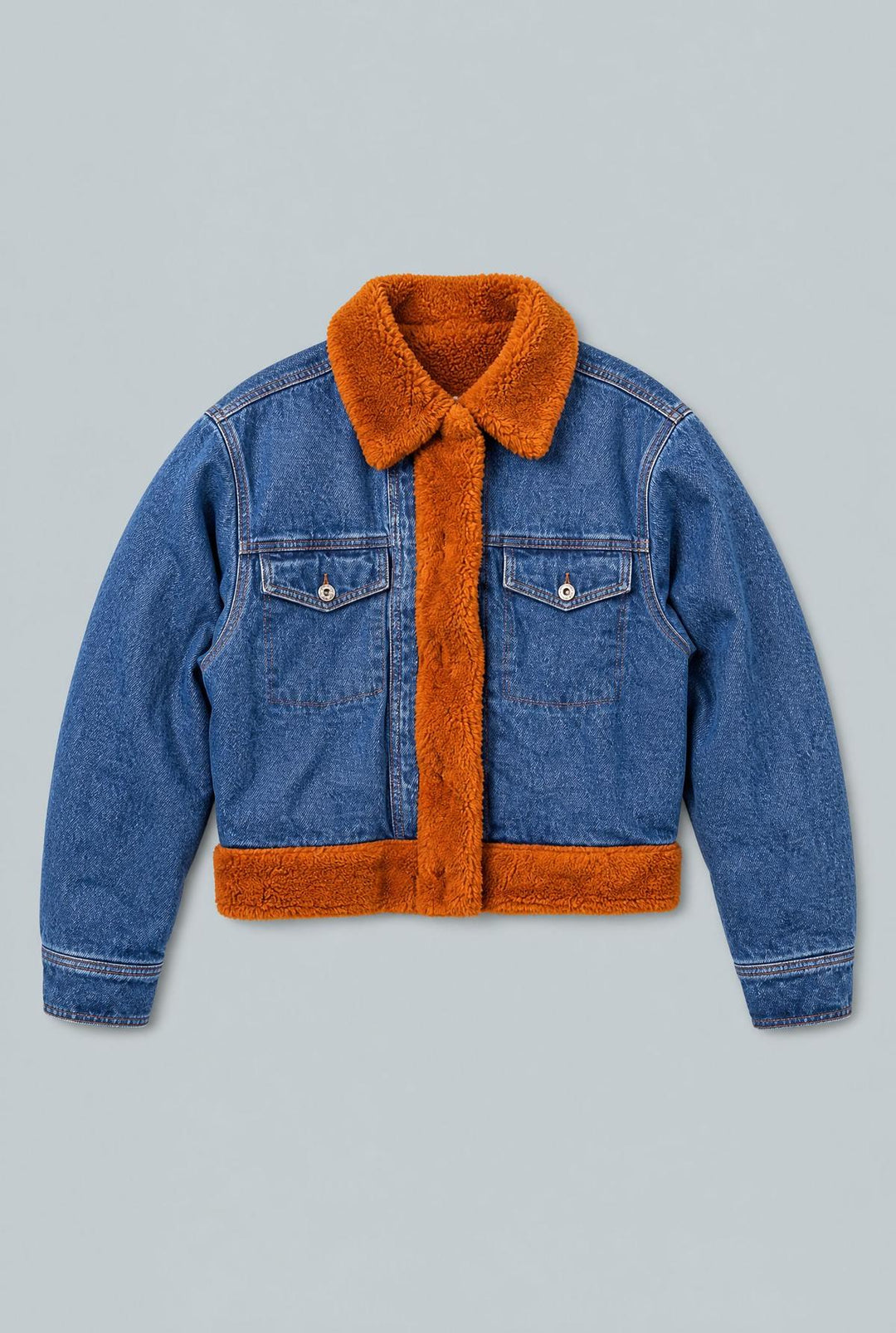 Denim Teddy Trucker Jacket - Indigo