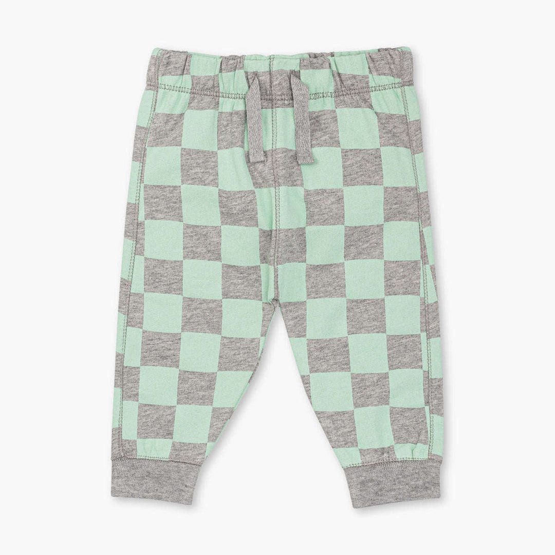 Summer Sporty Sweatpants - Mint Check on Heather Grey
