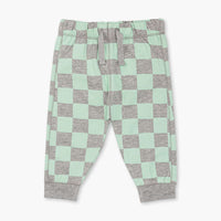 Summer Sporty Sweatpants - Mint Check on Heather Grey
