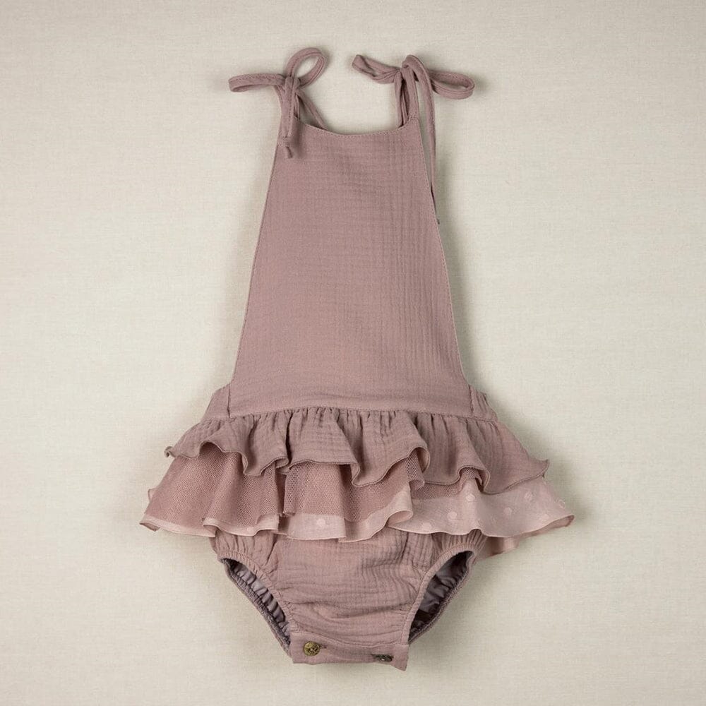 Romper Suit With Frill - Pink One Pieces Popelin 