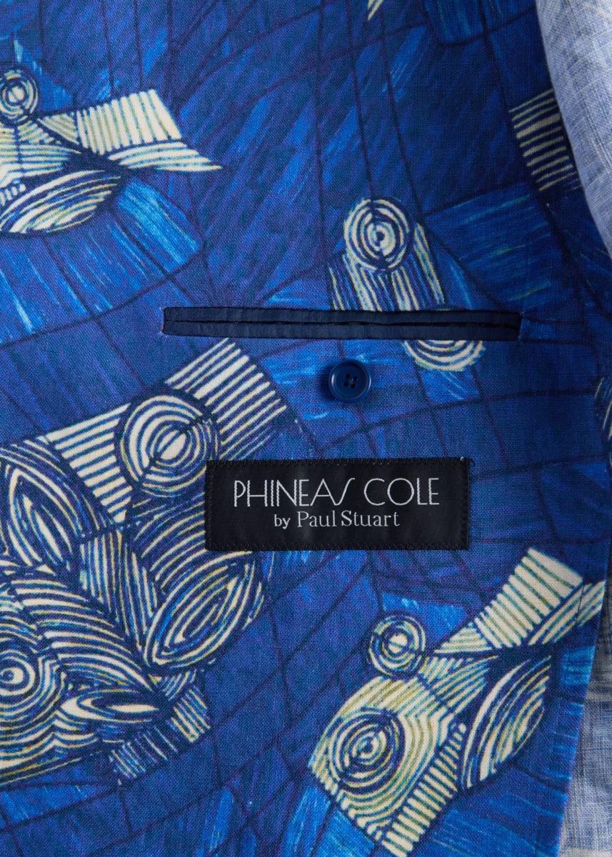 Phineas Cole Linen Printed Jacket - Blue - Blazer