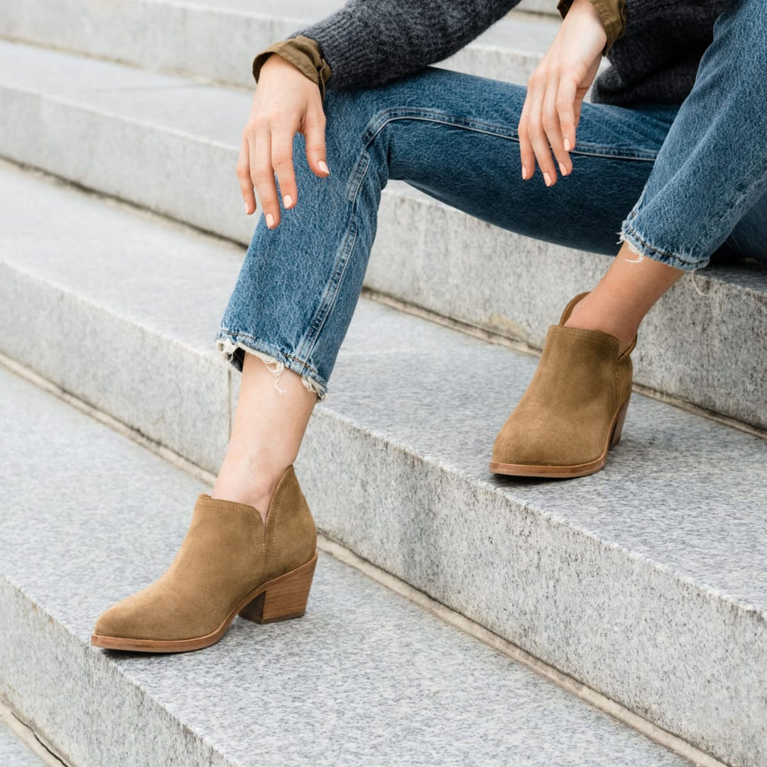 Mia Everyday Ankle Bootie - Taupe Suede