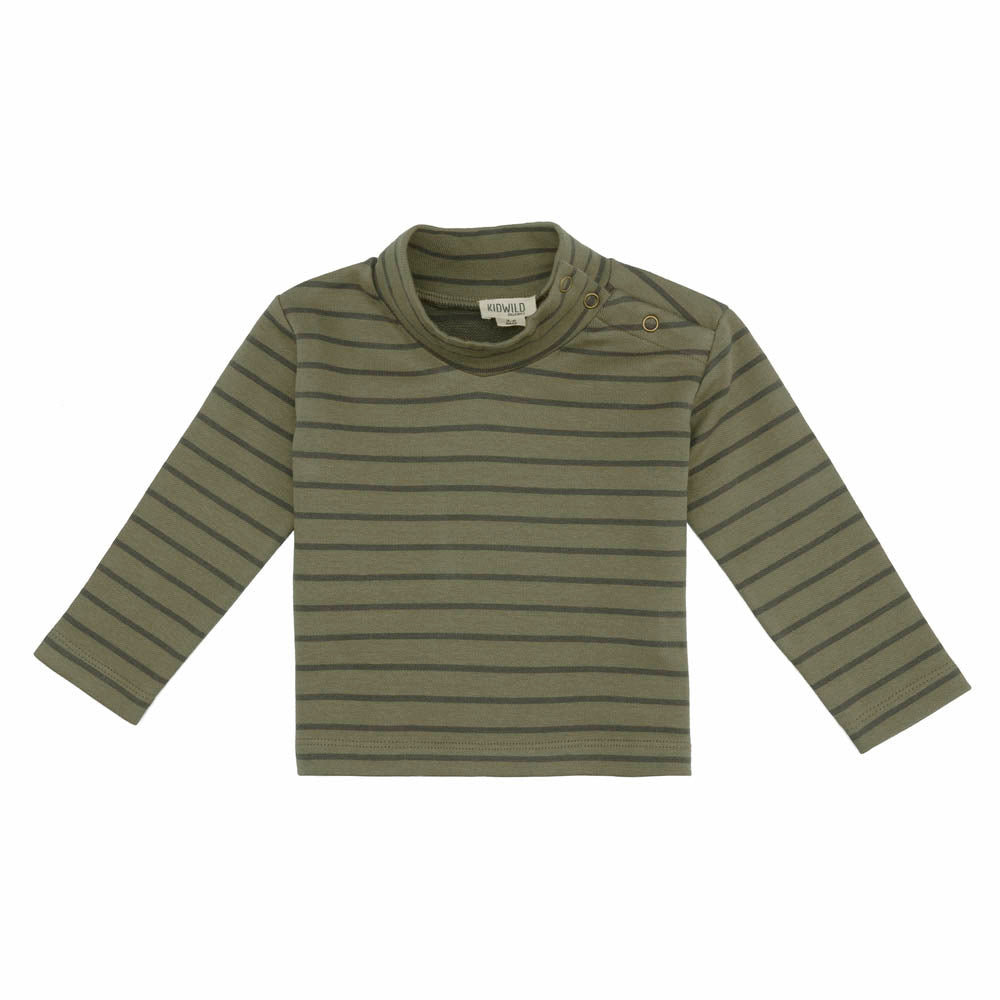 Organic Mock Neck Top - Forest Stripe