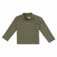 Organic Mock Neck Top - Forest Stripe