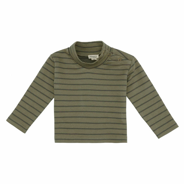 Organic Mock Neck Top - Forest Stripe