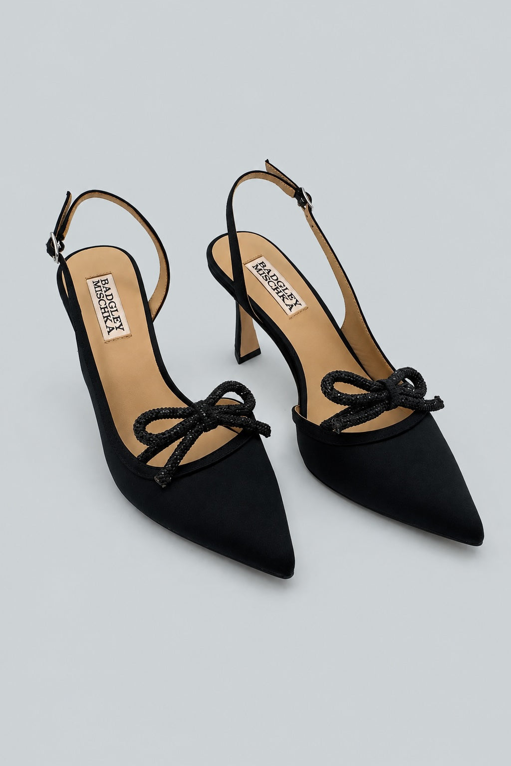 Women's Georgie Pointed Slingback Pumps - Black Satin