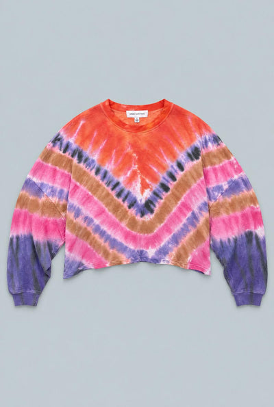 Clementine Long Sleeve Cropped Tee - Pink Tie Dye