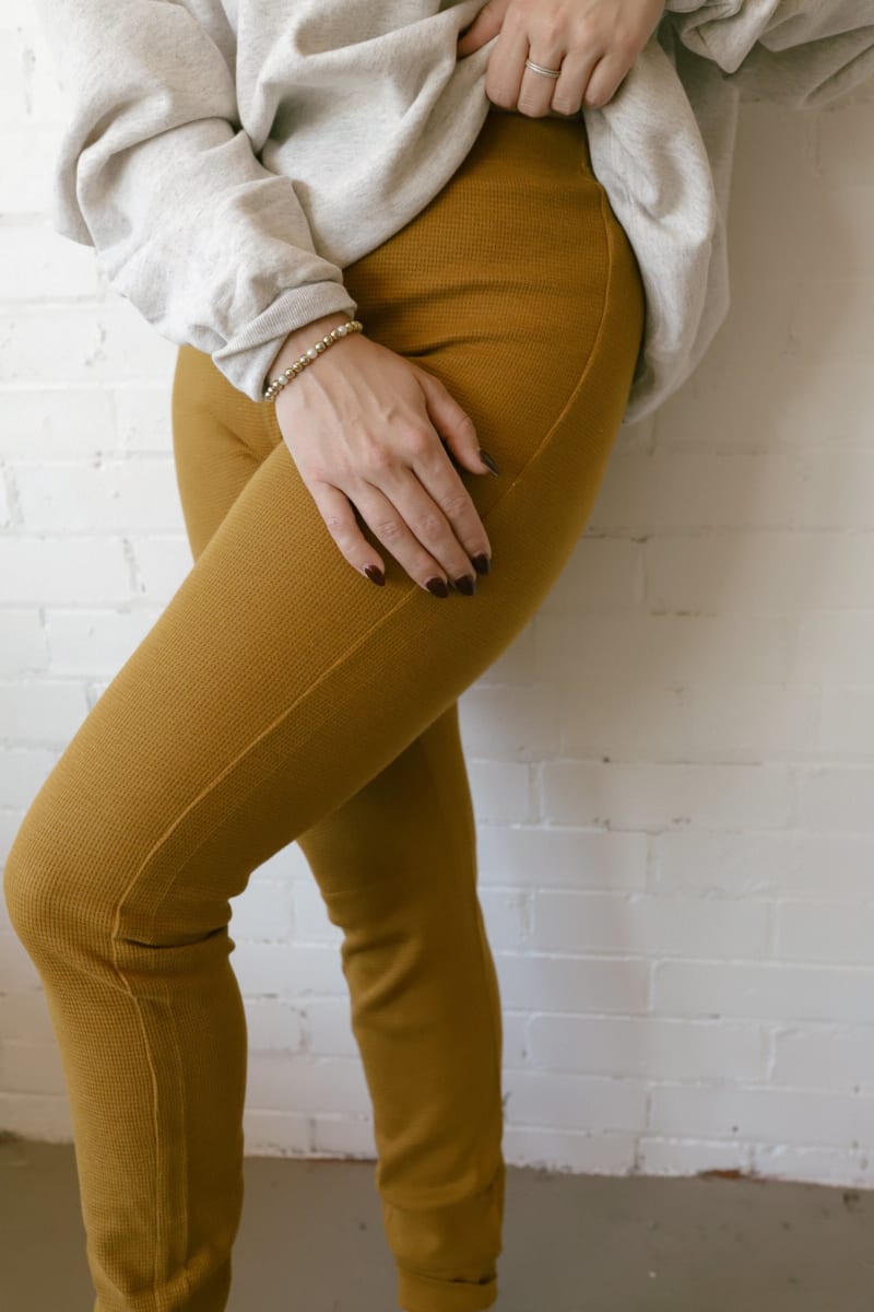 Golden Brown Womens Waffle Lounge Pants