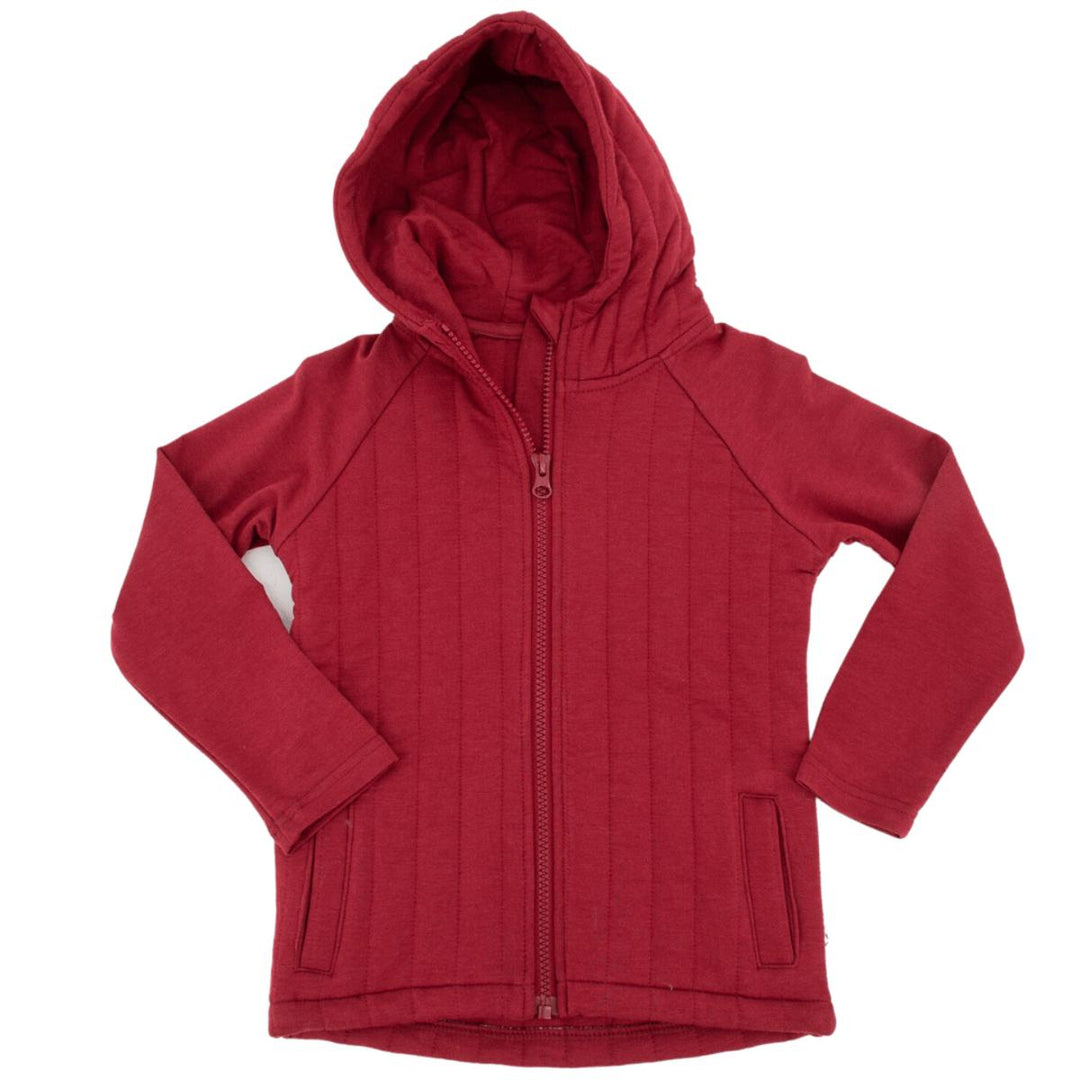 French Terry Hooded Jacket - Rhubarb Red