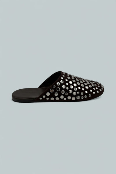 Studded Mules - Dark Cocoa