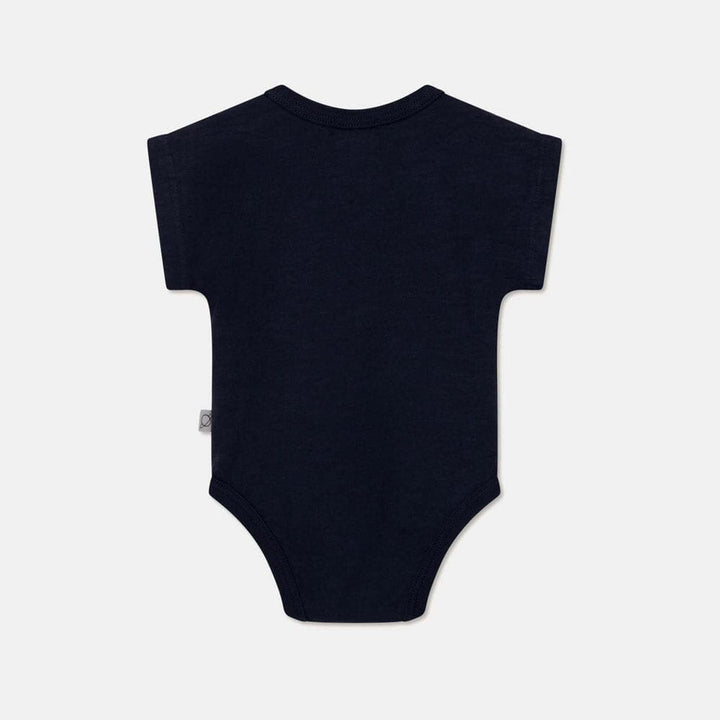 Slub Short Sleeves Baby Bodysuit - Dark Blue Bodysuits + Onesies My Little Cozmo 