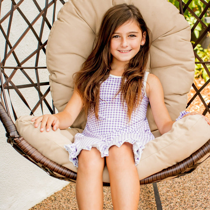 Summer Boho Dress - Gingham Purple