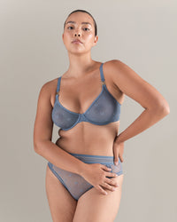 The Demi Bra in Logo Mesh - Mist