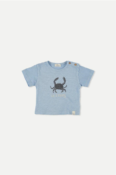 Baby Slub Print T-Shirt Crabe - Blue