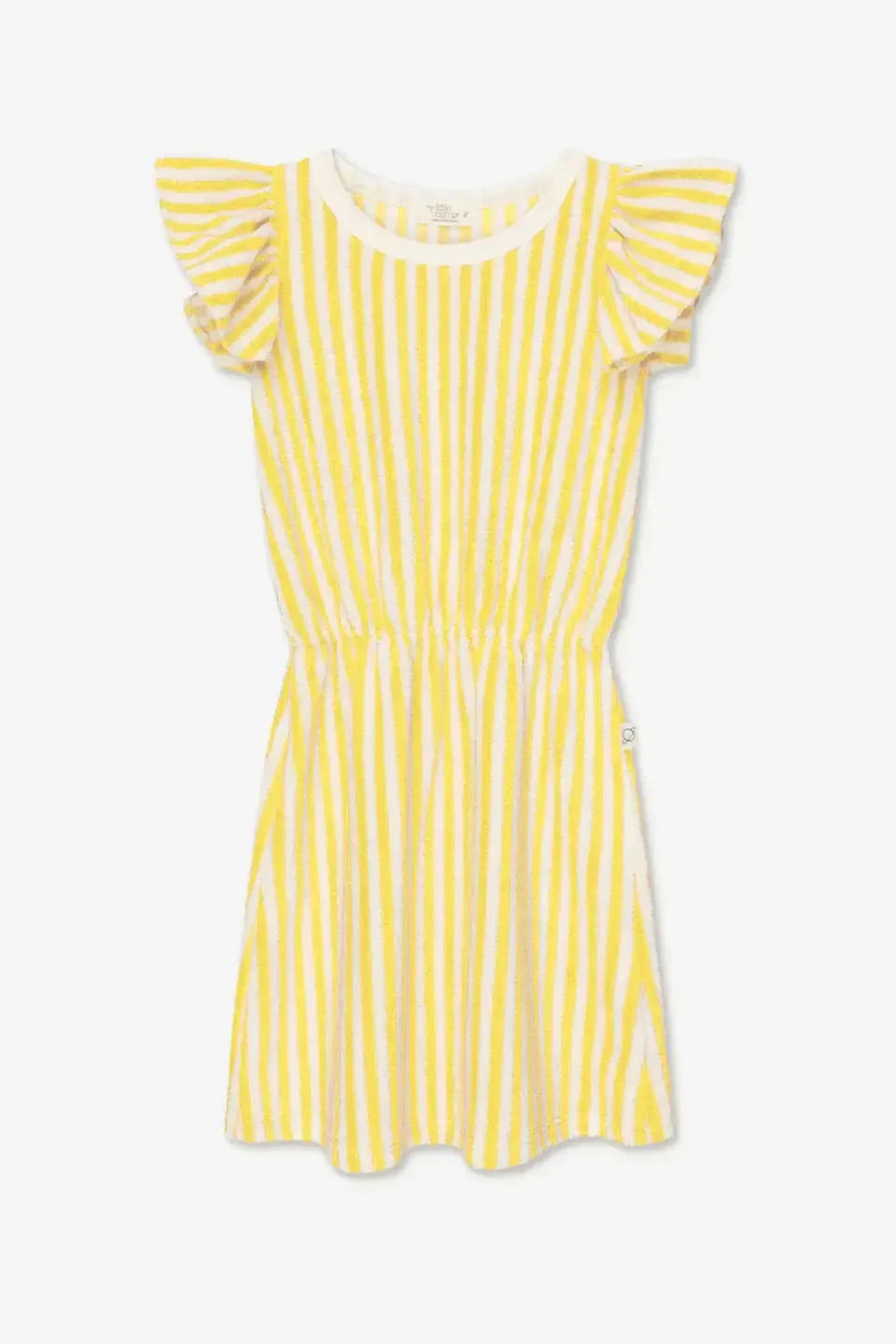 Toweling stripe ruffle dress - Yellow