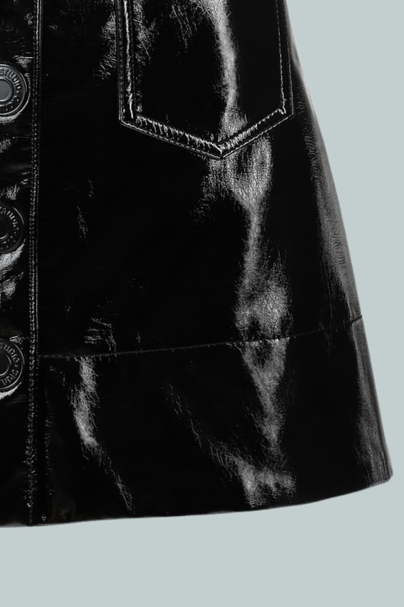 GapStudio Vegan Patent Leather Mini Skirt - Black
