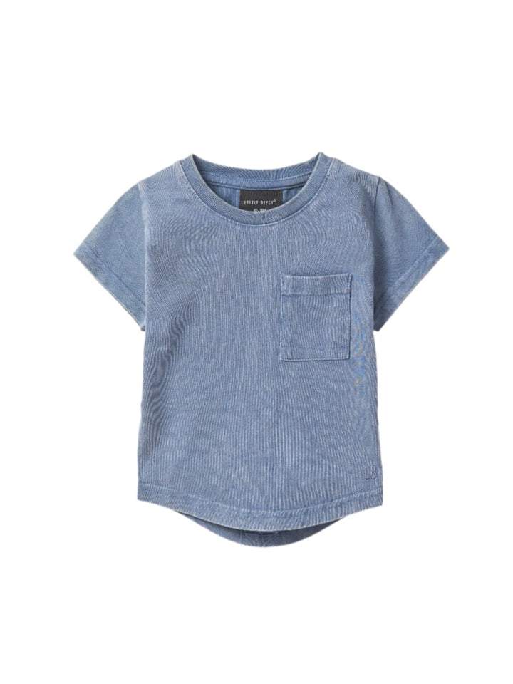 Acid Wash Pocket Tee - Navy