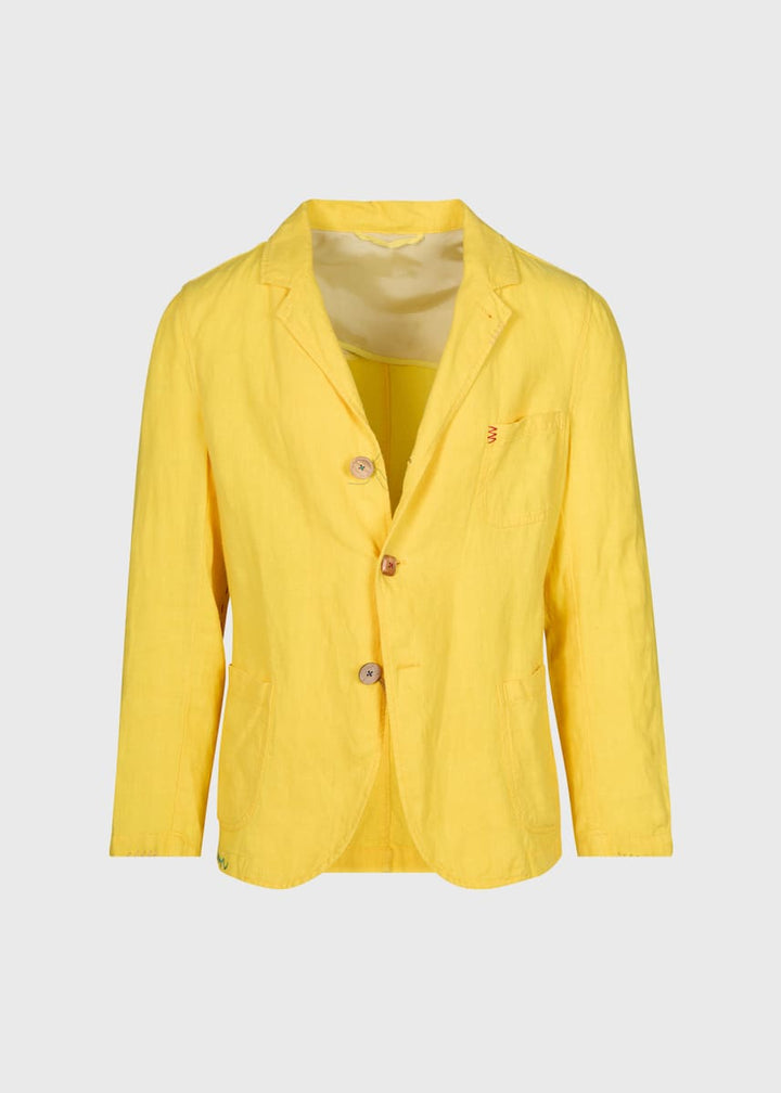 Washed Linen Jacket - Yellow - Blazer