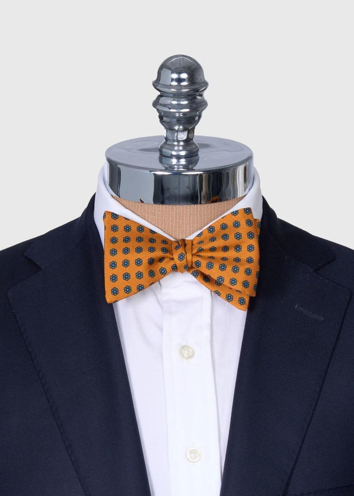 Printed Silk Flower Bow Tie - Orange