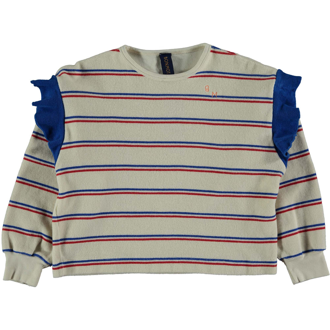 Sweatshirt Frill Bistripe - Ivory Sweatshirts BonMot 