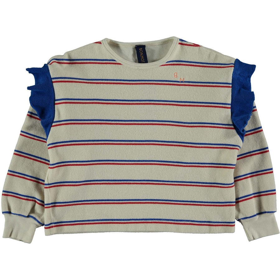 Sweatshirt Frill Bistripe - Ivory Sweatshirts BonMot 