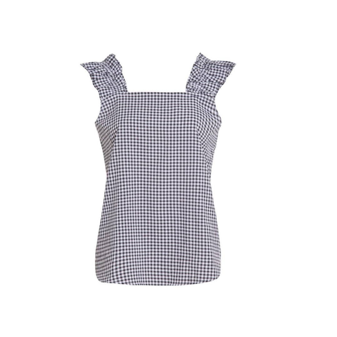 Caroline Ruffle Sleeveless Top - Black