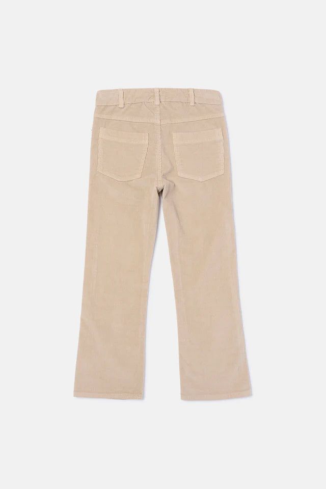 Pinwale Corduroy Flared Pants - Beige