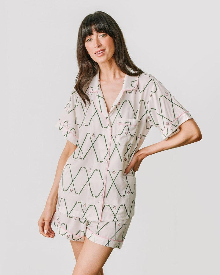 Birdie Pajama Shorts Set - Green
