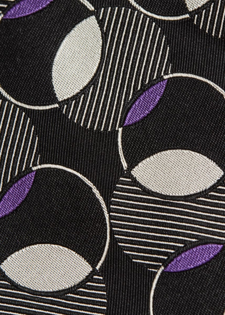 Circle Deco Woven Tie - Black/Grey/Purple