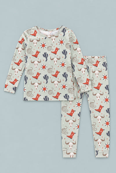 Bulls Boots Lasso Western Big Kid Pajama - Dude Ranch